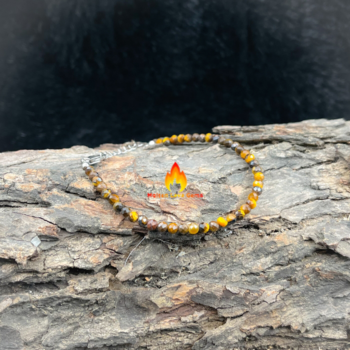 Round Tiger Eye 925 Sterling Silver Bracelet