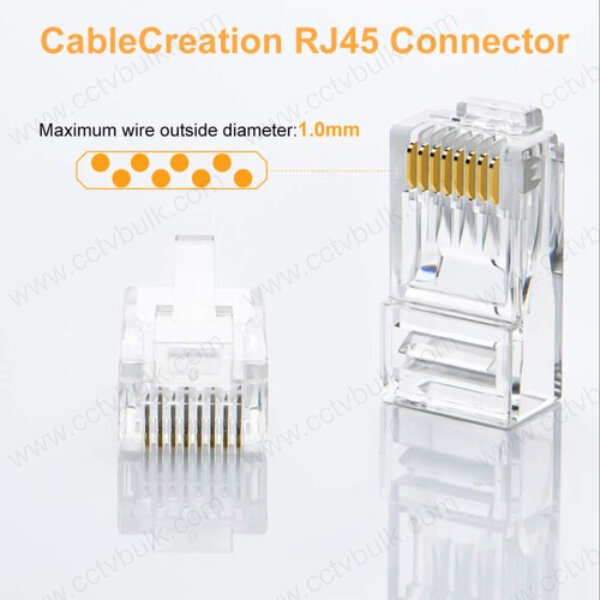 Rj45 Connector Cat6 Utp Zigzag 100set - Gold Plated 8p8c, Pass-through Design Enhances Signal Integrity And Clarity, Staggered Jacks