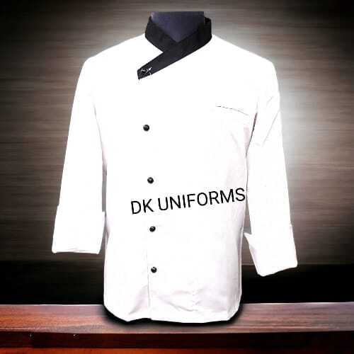 Hotel Chef Coat - Cotton Material, Large Size, Ivory White Color | Trendy Button Style, Full Sleeves, Notched Collar Design
