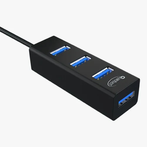 Quantum QHM6642 USB Hub - Plastic, 17x7.8x4 cm, Black | Plug-and-Play, Supports USB 1.1/2.0, 3 Ports, High Speed 480 Mbit/s