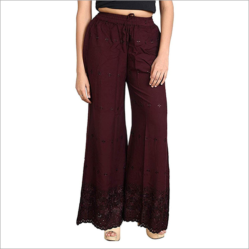 Brown Half Chikan Palazzo