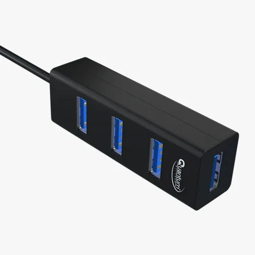 Quantum Qhm6642 Usb Hub - Plastic, 17x7.8x4 Cm, Black | Plug-and-play, Supports Usb 1.1/2.0, 3 Ports, High Speed 480 Mbit/s