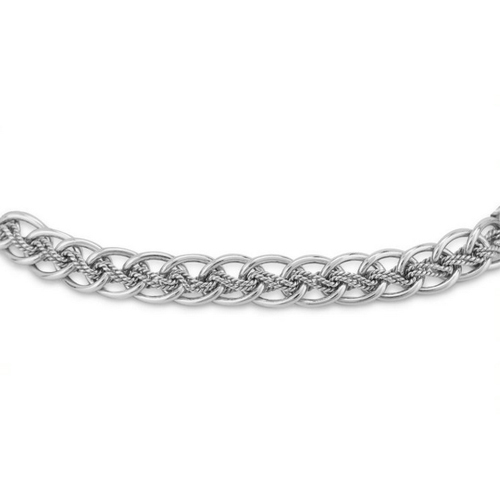 Modern Hand Made Interlink Chain Silver Bracelet
