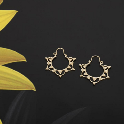 18k Gold Plated Bohemian Style Filigree Silver Earrings Gender: Women