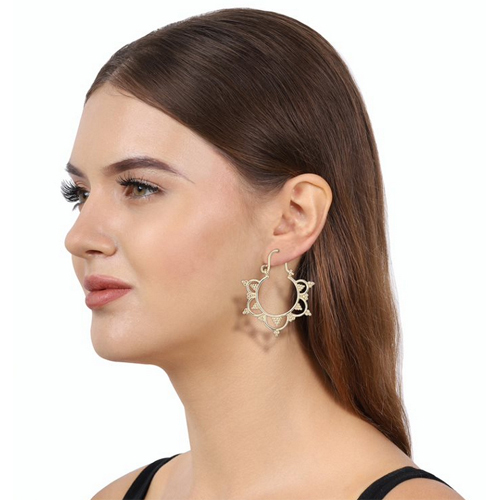 18k Gold Plated Bohemian Style Filigree Silver Earrings Gender: Women