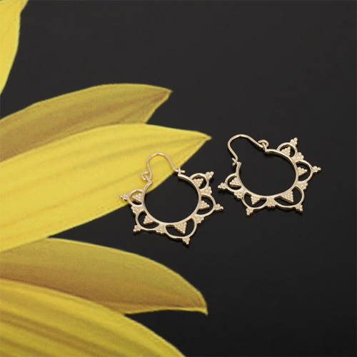 18k Gold Plated Bohemian Style Filigree Silver Earrings Gender: Women