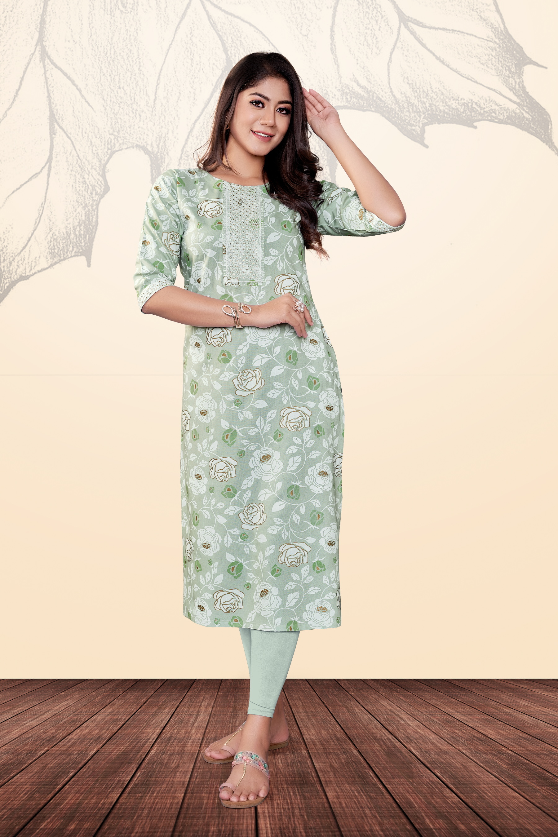 Straight Cut Kurti - Rayon Fabric, Size M To Xl, Multi-color Printed A-line Style | Breathable, Quick Dry, Washable, Neck Work, Length 46 Inch