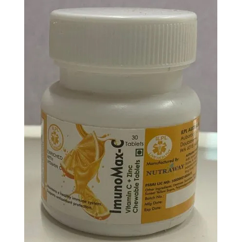 Vitamin C Zinc Chewable Tablet - 500 Mg Dosage, 30 Tablets Per Pack | Supports Immune Health, Ideal For Adult Use