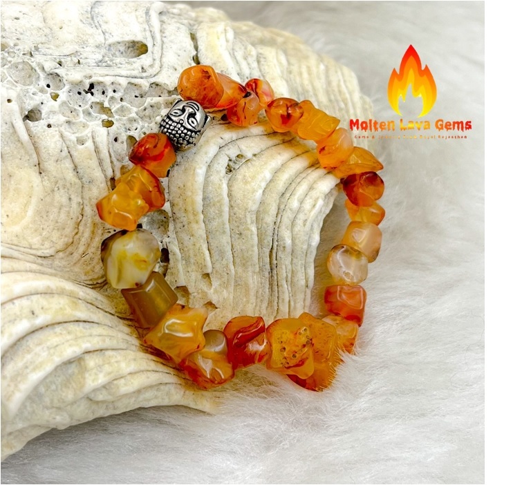 Round Carnelian Charm Buddha Bead Stretchy Bracelet