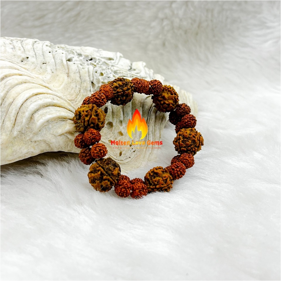 Round Rudraksh Bead Stretchy Bracelet