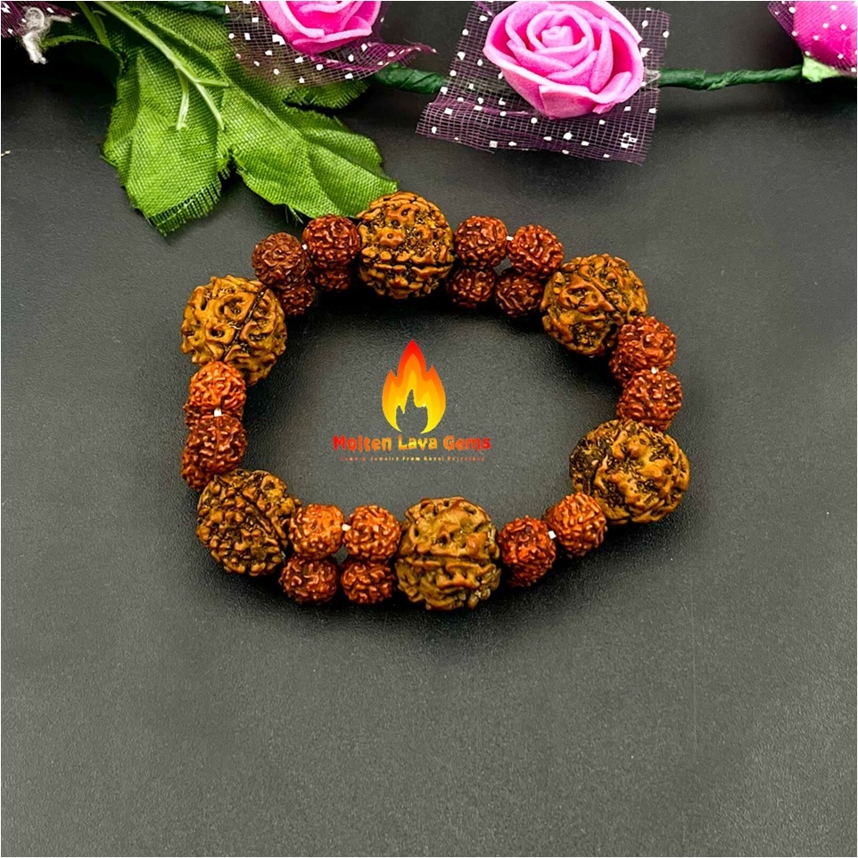 Round Rudraksh Bead Stretchy Bracelet