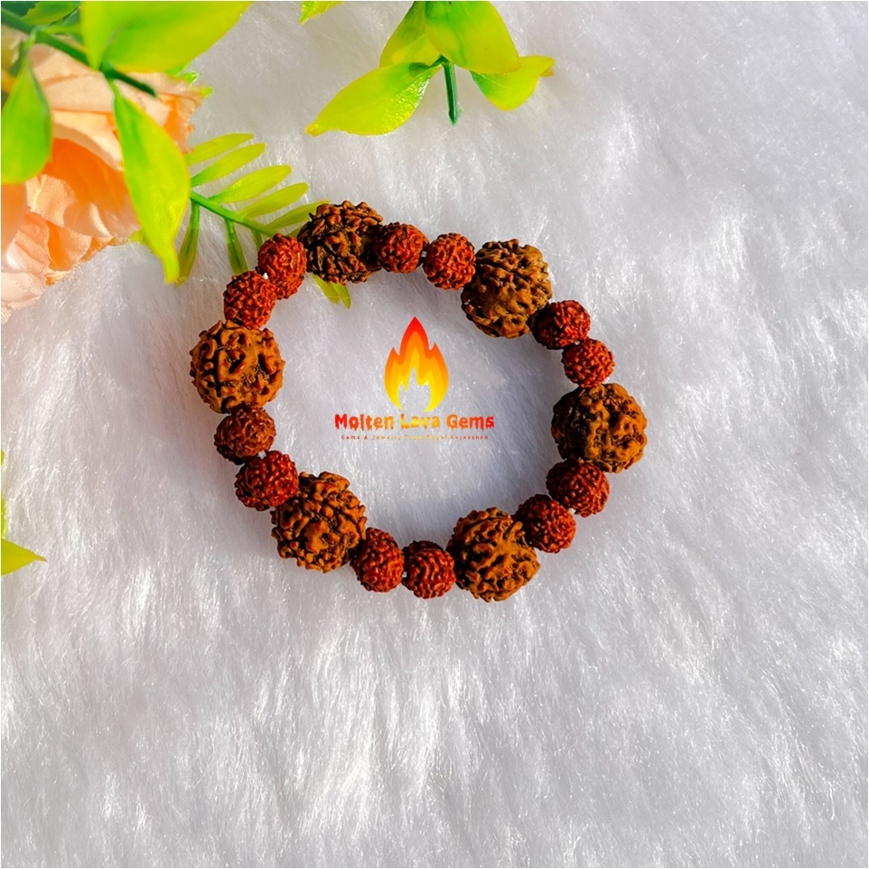 Round Rudraksh Bead Stretchy Bracelet