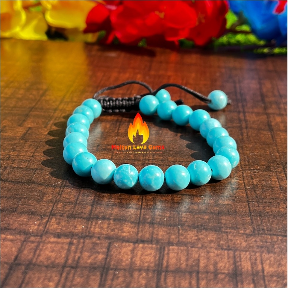 Round Turquoise Adjustable Bead Stretchy Bracelet