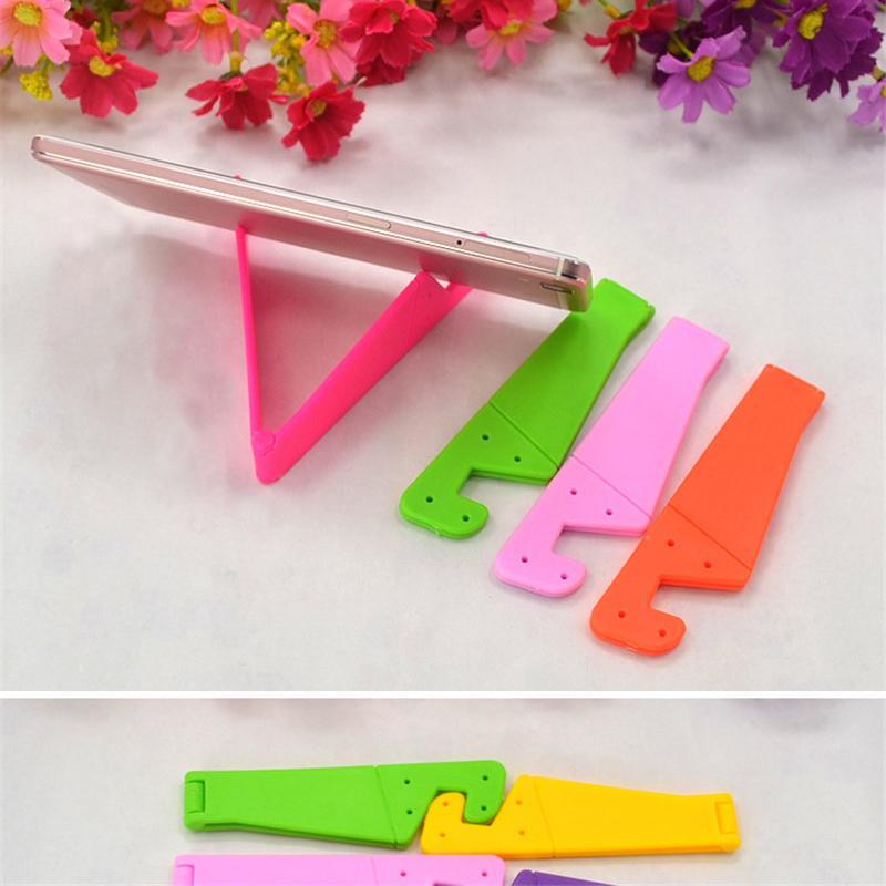 Universal Phone Stand Foldable V Shape Mobile Mount Stand Holder Bracket (Random Color) (0288) - Plastic Construction , Multi/assorted Colors, Compact Design