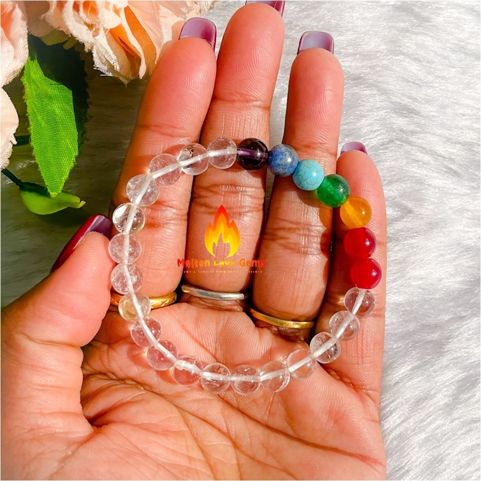 Round 7 Chakra Bead Stretchy Bracelet