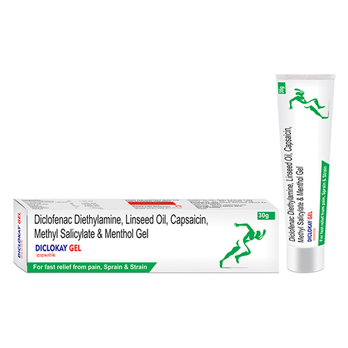 30 ग्राम डाइक्लोफेनाक डायथाइलैमाइन अलसी का तेल कैप्साइसिन मिथाइल सैलिसिलेट और मेन्थॉल जेल आवेदन: औद्योगिक