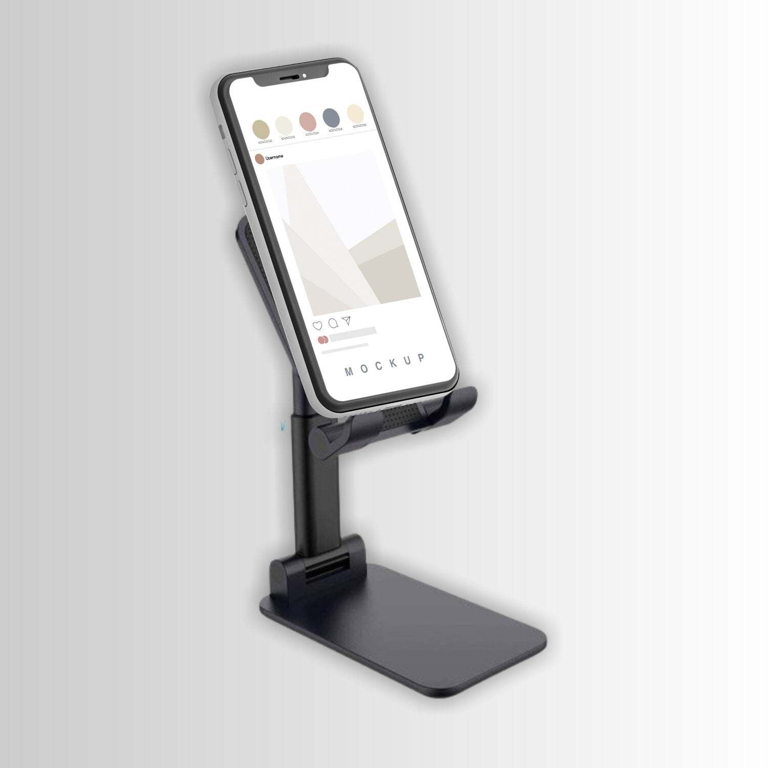 Foldable Mobile Stand With Angle Adjustable Desktop Table Mobile Holder (6032) - Other Material, Adjustable Angle, Black Color | Foldable Design For Versatile Use