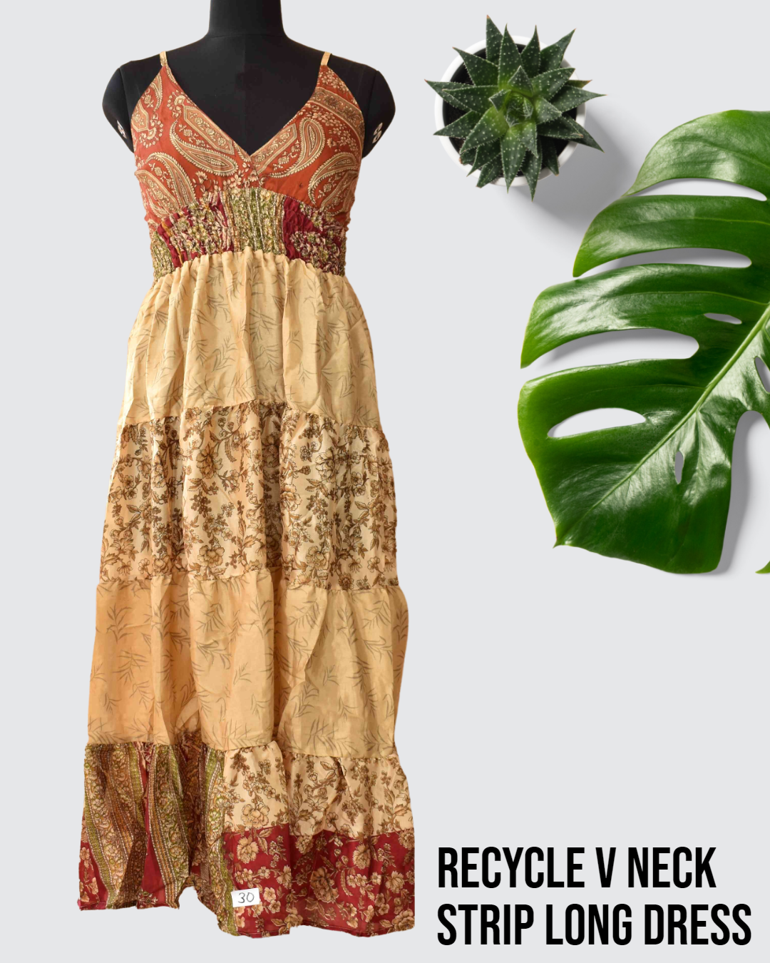 Women Silk Dress - Recycle Silk, Size S To 4xl, Multicolor | V Neck, Sleeveless Design For All Seasons: Rainy, Spring, Summer, Winter