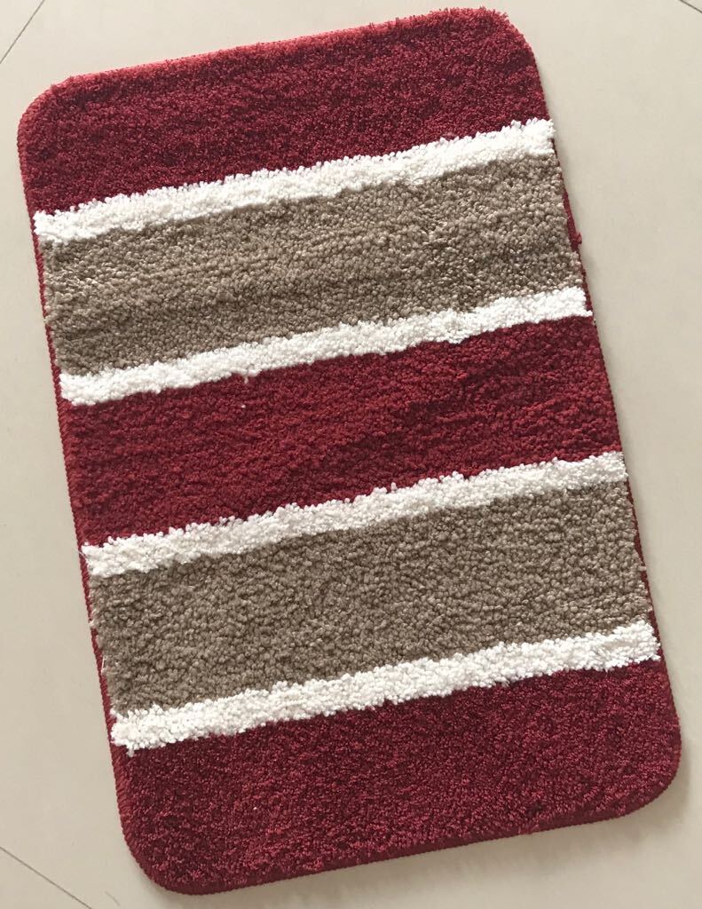 Stripe Pattern Bath Mat - Cotton Fabric, Various Sizes Available, Black And White Printed Stripes, Non-slip Rectangle Design For Secure Bathroom Use
