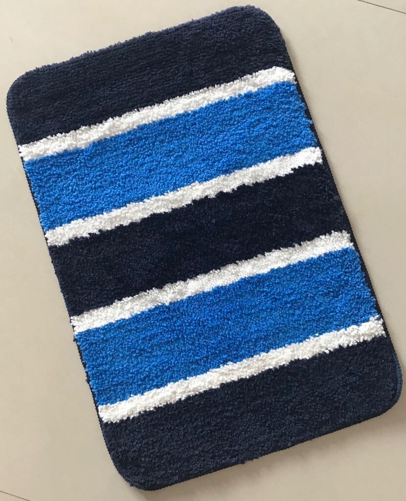Stripe Pattern Bath Mat - Cotton Fabric, Various Sizes Available, Black And White Printed Stripes, Non-slip Rectangle Design For Secure Bathroom Use