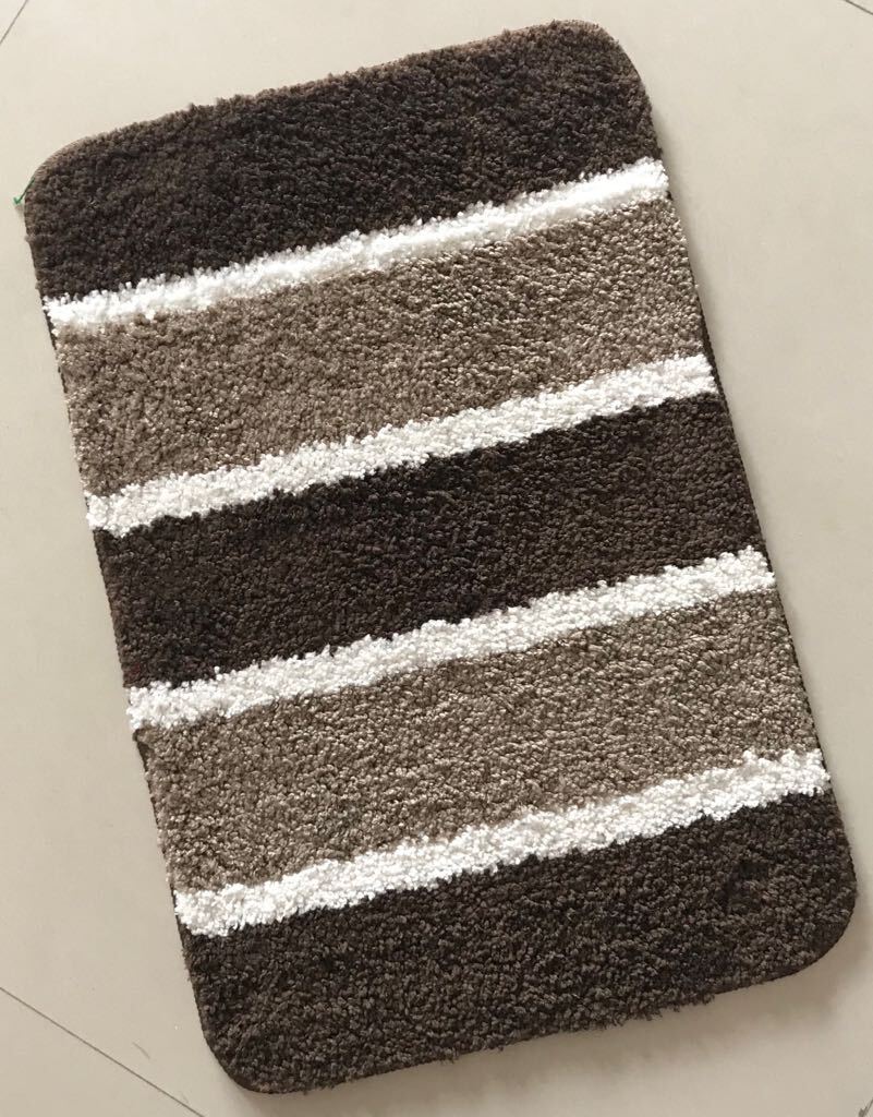 Stripe Pattern Bath Mat - Cotton Fabric, Various Sizes Available, Black And White Printed Stripes, Non-slip Rectangle Design For Secure Bathroom Use