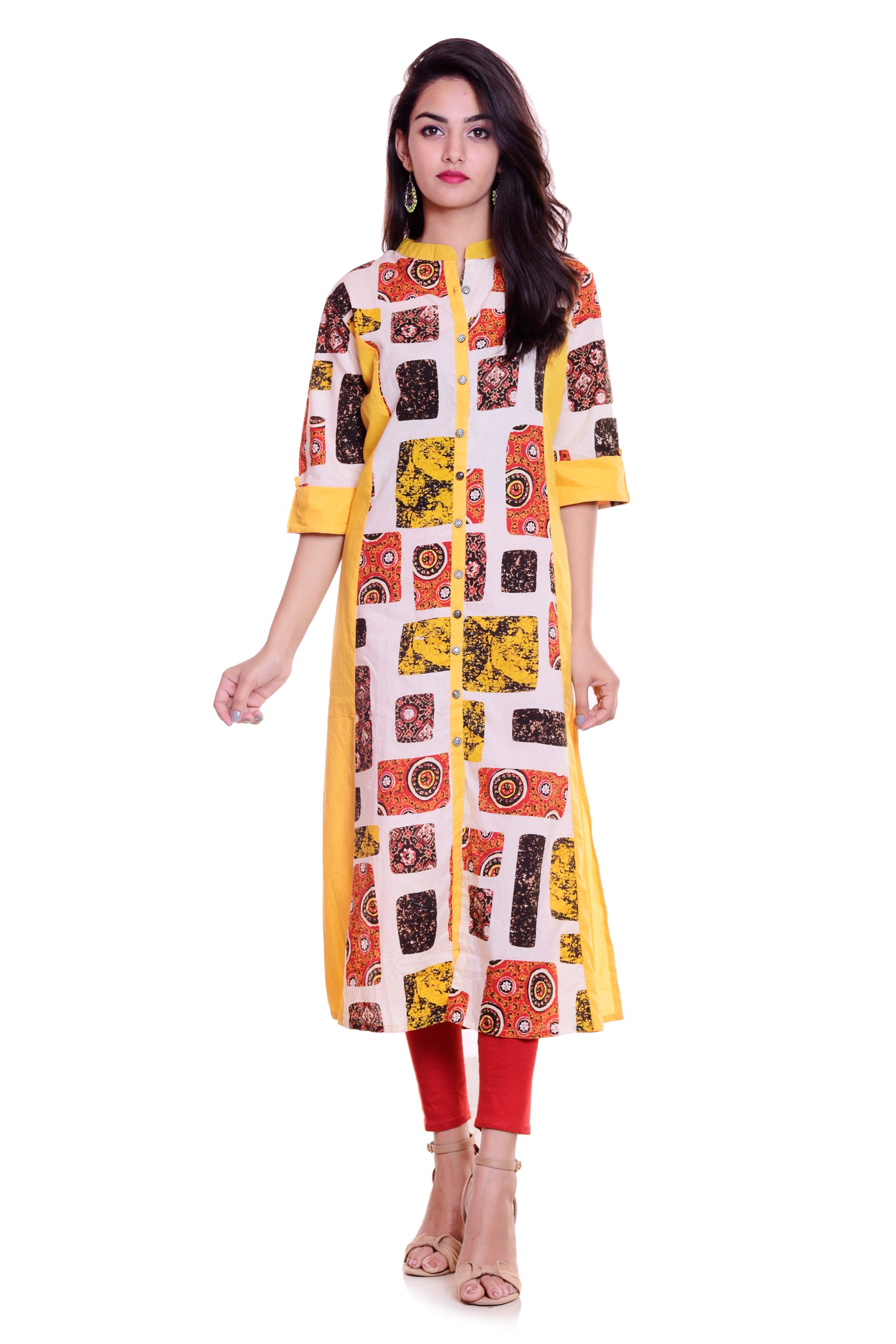 Show As Images Printed Cotton Kurti Trouser Set