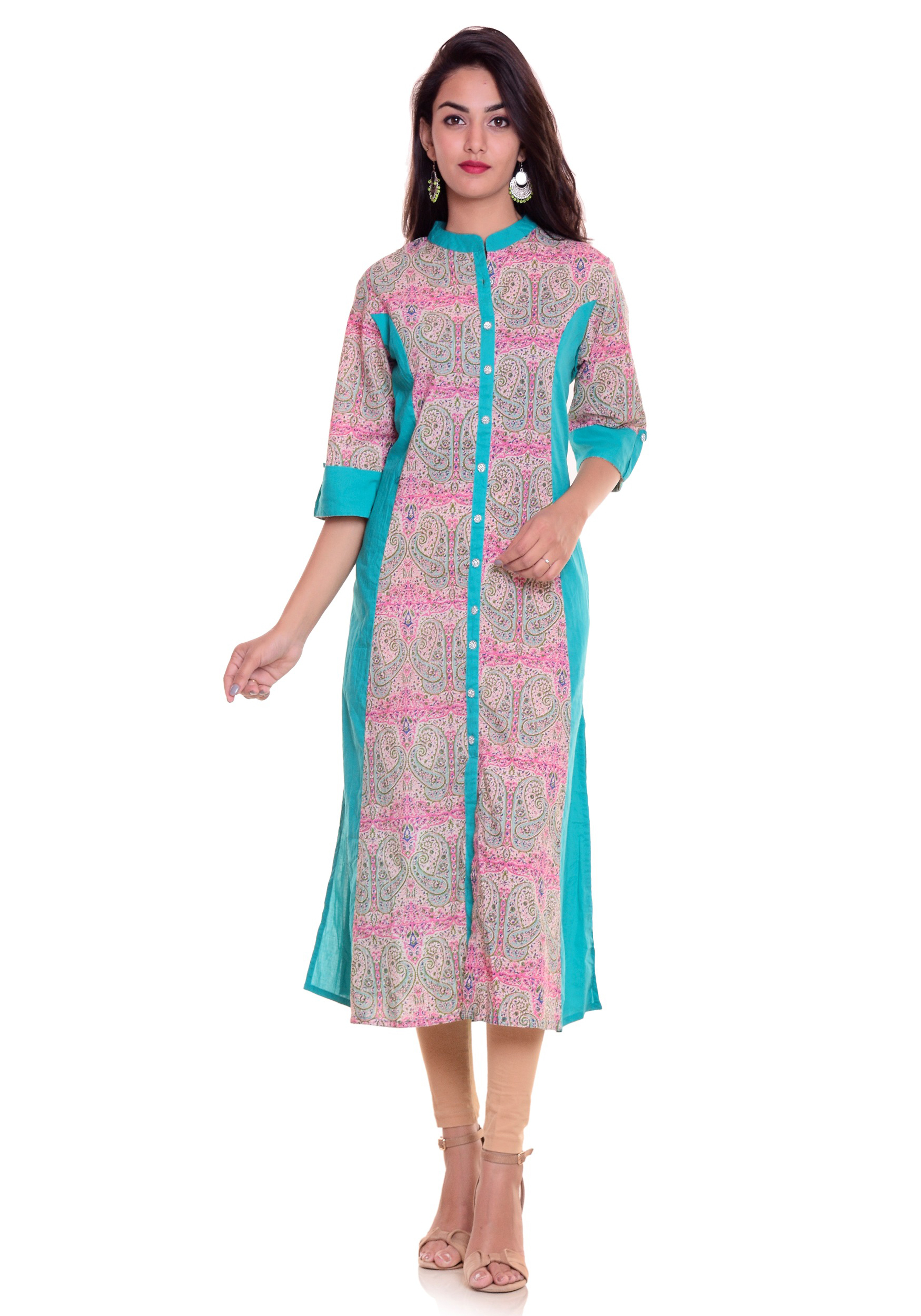 Show As Images Printed Cotton Kurti Trouser Set