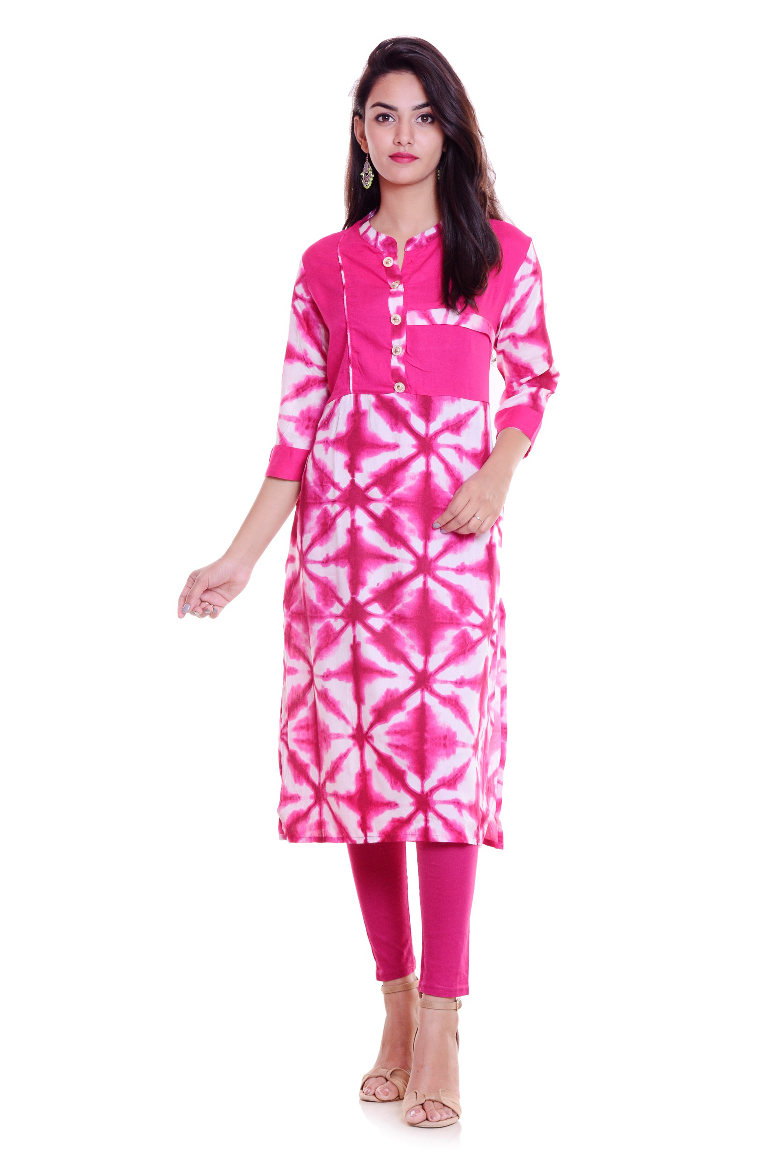 Show As Images Printed Cotton Kurti Trouser Set