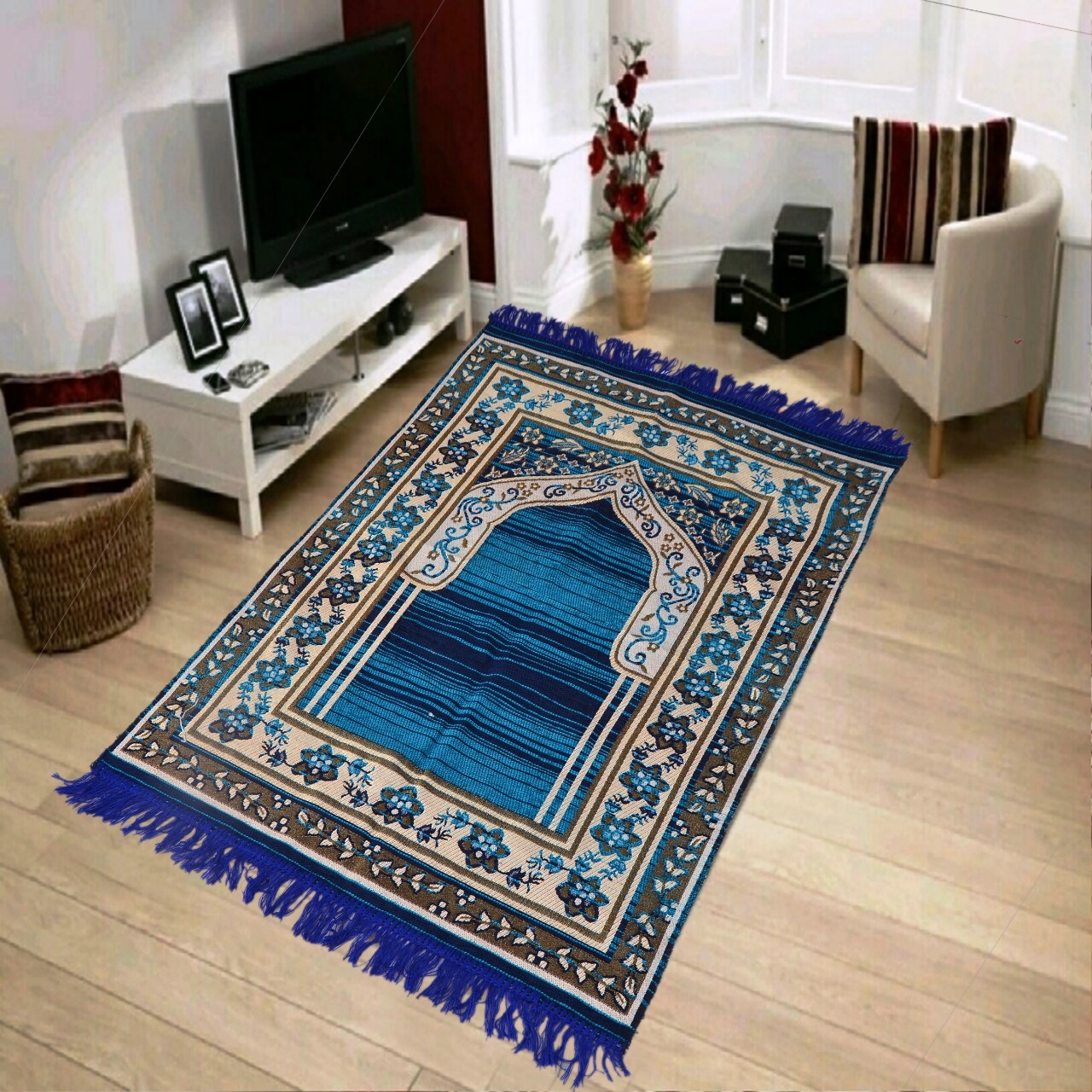 Modern Prayer Mat - Durable Fabric Construction, Various Sizes Available, Elegant Brown Color, Washable Printed Pattern