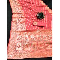 Red Lichi Dop Jari Weaving Soft Fabric Saree