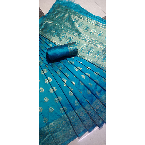 Saatan Top Jari Weaving - Silk Material, Blue Color | Perfect For Ethnic Occasions With Warranty
