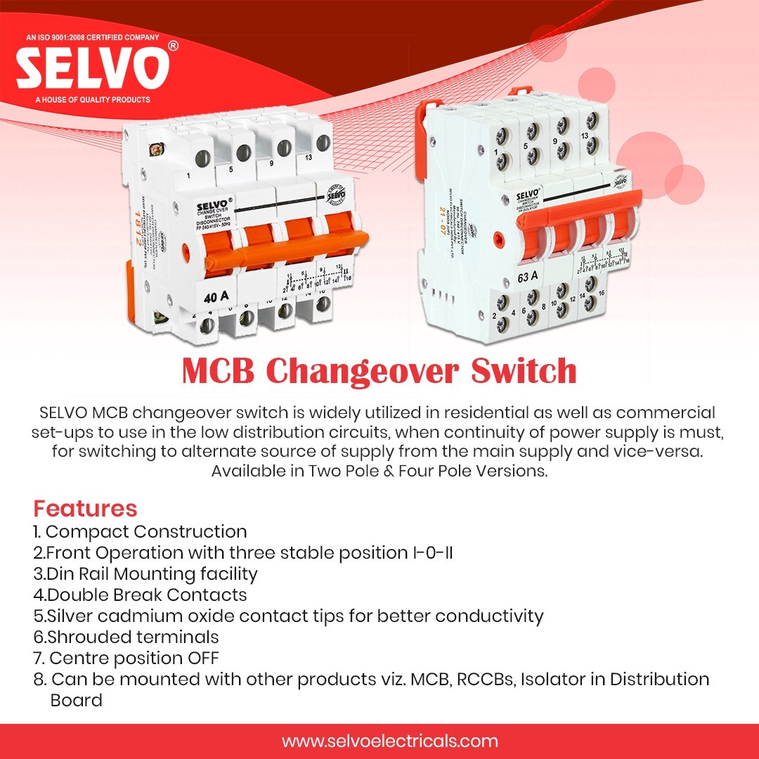 White Four Pole Disconnector Switches With Mcb Change Over
