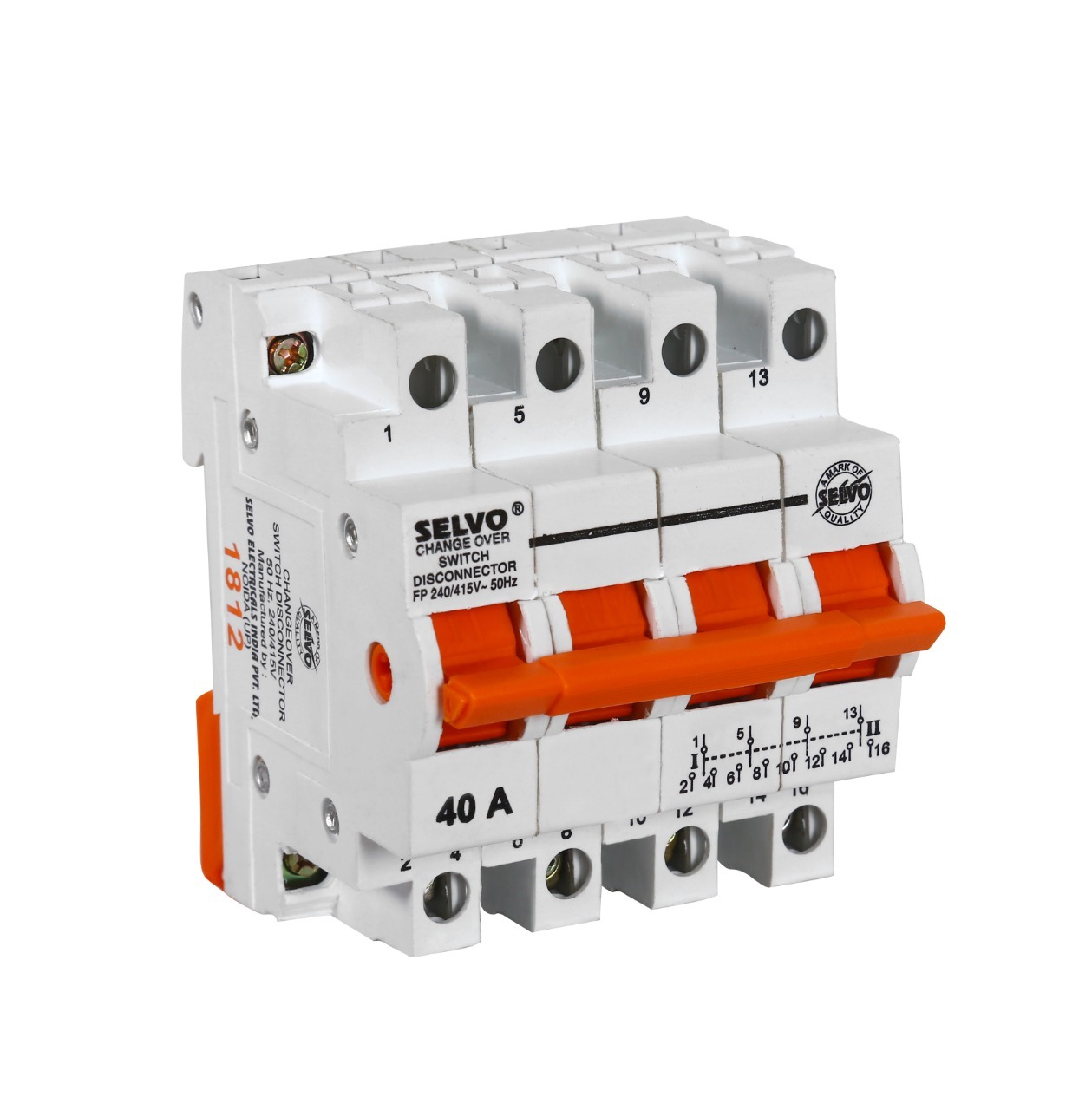 White Four Pole Disconnector Switches With Mcb Change Over