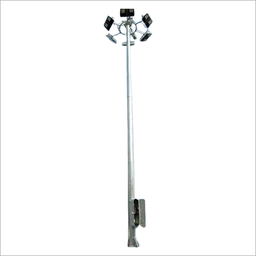 High Mast Lighting Pole - 16m Galvanized Iron, Powder Coated Finish, Silver Color, LED Light Source, Highway Use, 220V Electric Power Supply