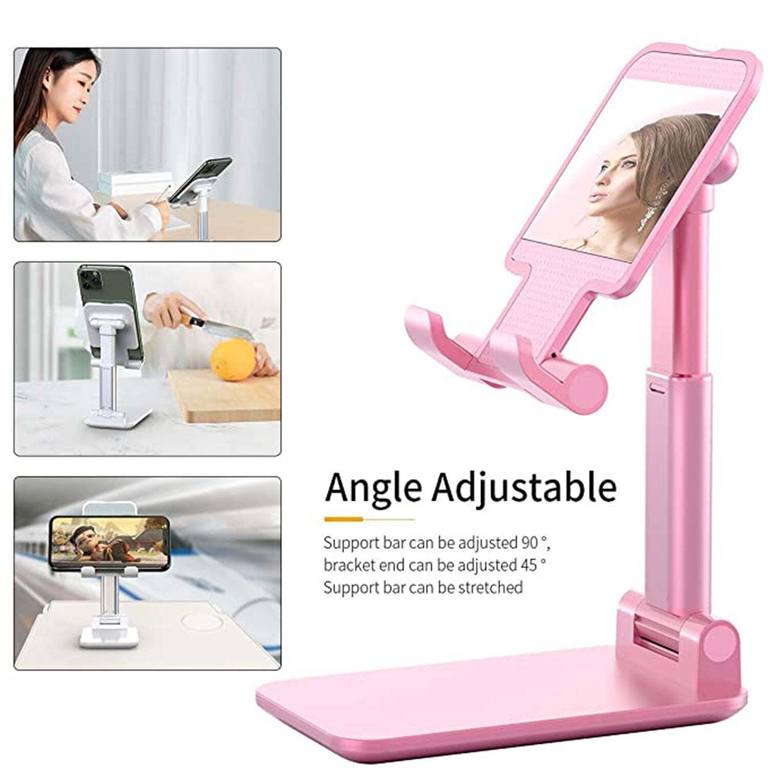Desktop Cell Phone Stand Phone Holder With Mirror Full 3 Way Adjustable Phone Stand Body Material: Plastic