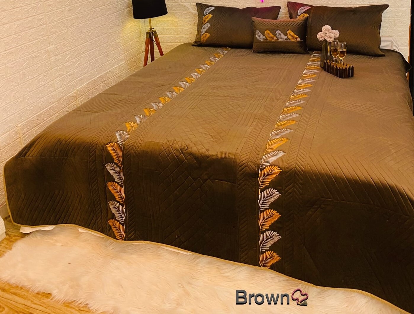 Brown Keara Quilted Bed Cover