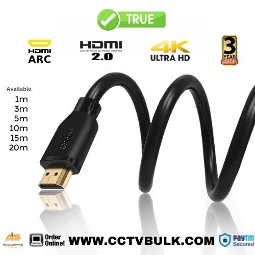 Hdmi Cable 2.0v Arc 4k 1.5mtr - 5gbps Broadband, Uhd Ultra High Dynamic Range Video Transmission, 4k@50/60 (2160p) Resolution