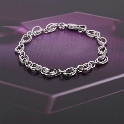 Modern Hand Made Link Chain Silver Bracelet