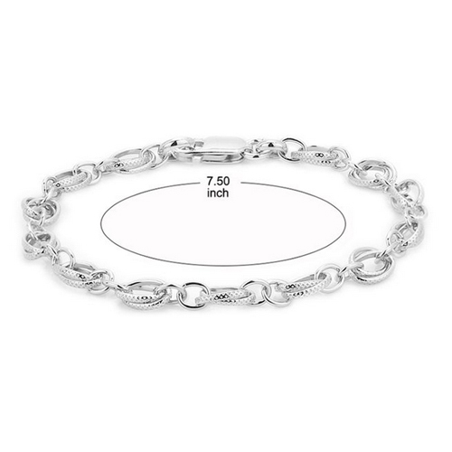 Modern Hand Made Link Chain Silver Bracelet