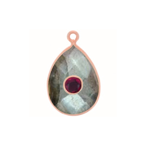 Labradorite Gemstone Oval Gold Vermeil Double Stone Bezel Set Charm Size: 15x10mm