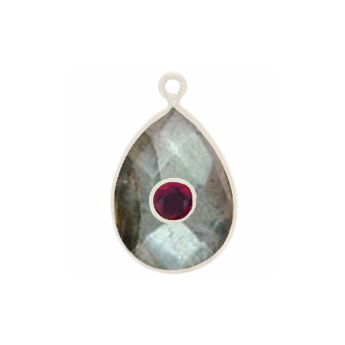 Labradorite Gemstone Oval Gold Vermeil Double Stone Bezel Set Charm Size: 15x10mm