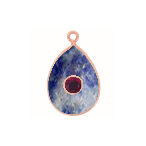 Lapis Lazuli Gemstone Oval Gold Vermeil Double Stone Bezel Set Charm Size: 15x10mm