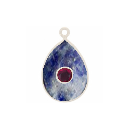 Lapis Lazuli Gemstone Oval Gold Vermeil Double Stone Bezel Set Charm Size: 15x10mm