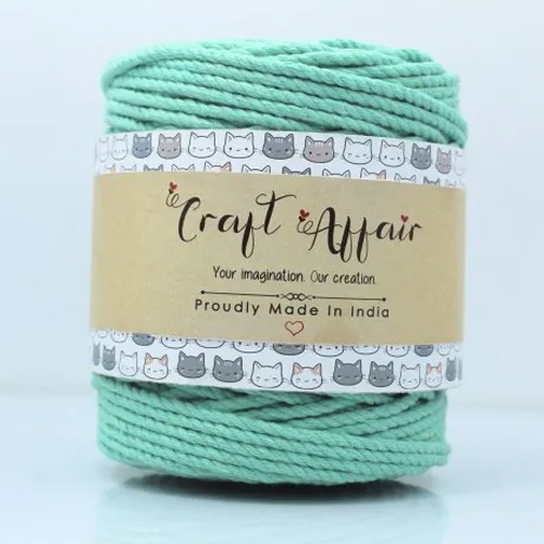 Organic Cotton Cord - 3 Ply, Sea Green | Soft, Light in Weight, Quick Dry, Eco-Friendly for Home and Factory Use