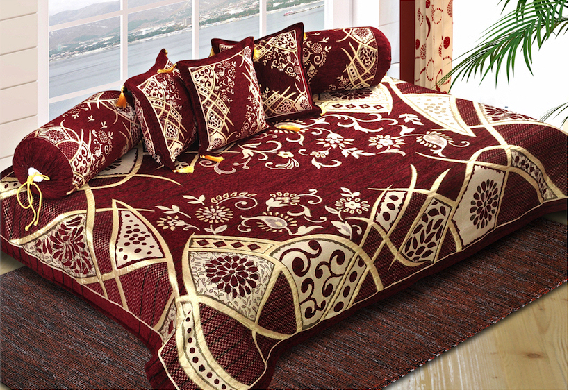 Red Single Bed Diwan Set