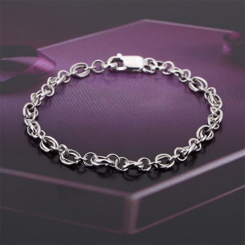 Modern Hand Made Fancy Link Chain Silver Bracelet