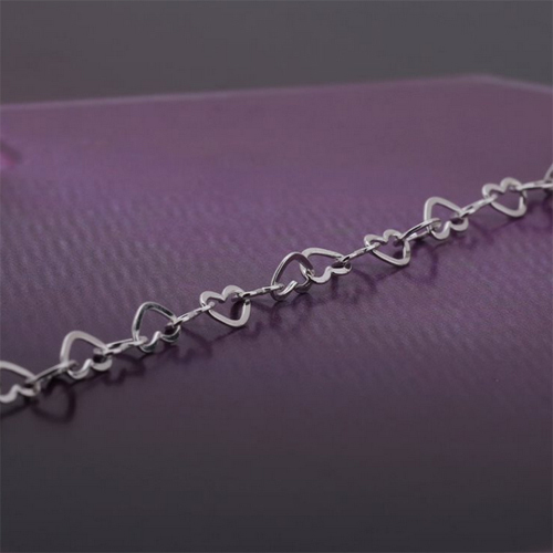 Interlinked Open Heart Silver Anklet Size: Customized