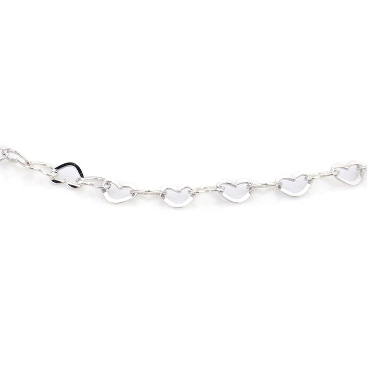 Interlinked Open Heart Silver Anklet Size: Customized