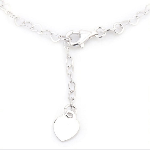 Interlinked Open Heart Silver Anklet Size: Customized