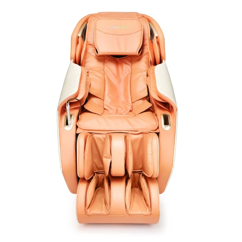 Full Body Adjustable Massage Chair - PU Leather, 76.2 x 182.9 x 86.4 cm, Orange/Beige | Ideal for Men and Women, Designed for Ultimate Relaxation
